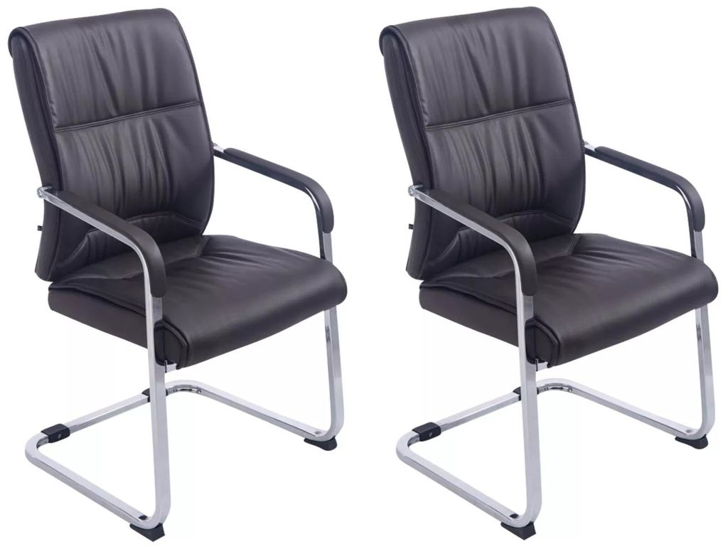 In And OutdoorMatch Stuhl Gust - Schwarz - Kunstleder - Chrombeine - 2er-Set - Sitzhöhe 48 cm - Ergonomisch - Deluxe