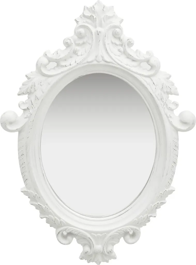 The Living Store Specchio da parete in stile castello 56x76 cm Bianco