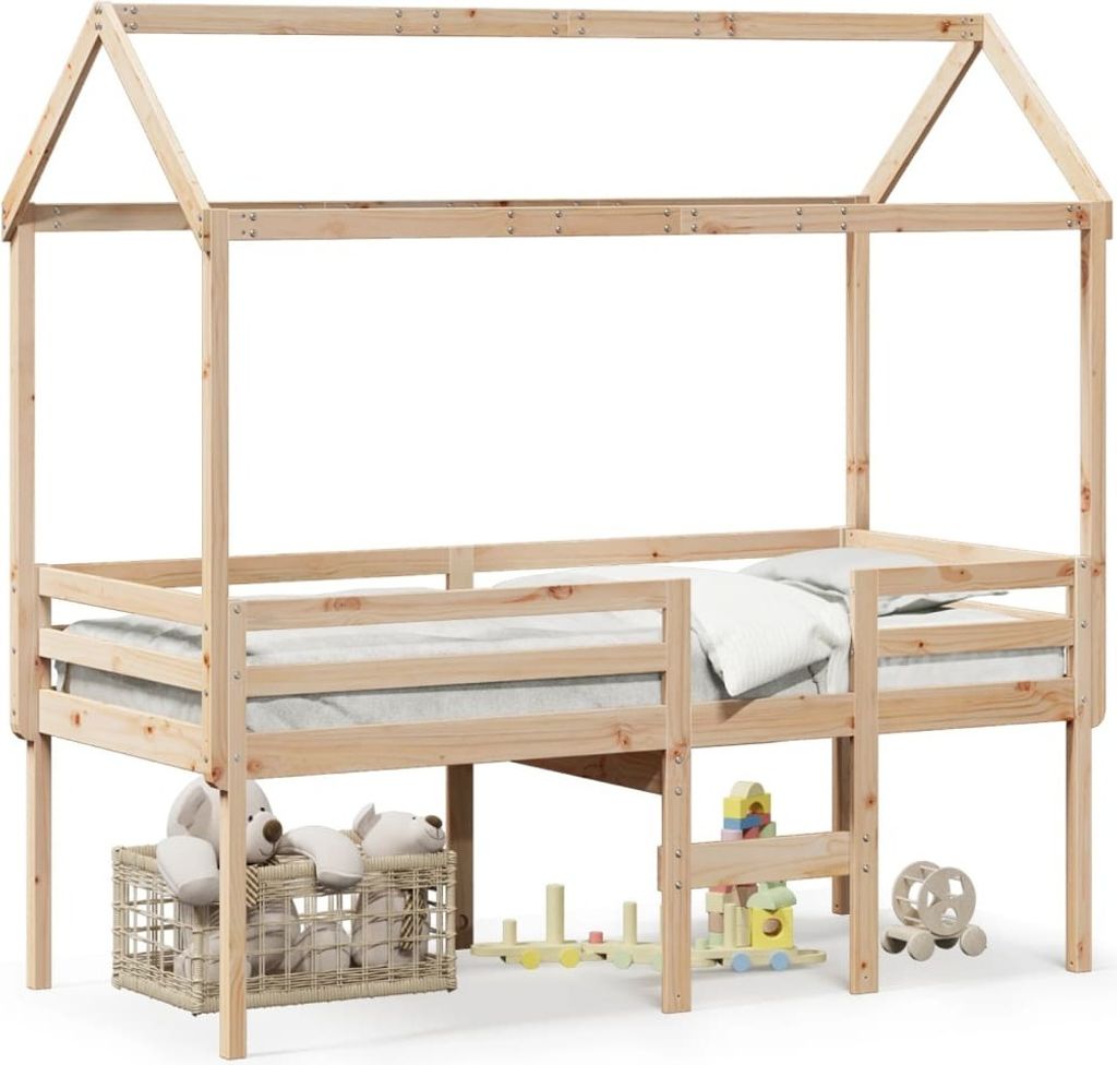 Maison Exclusive - Hochbett mit Dach 90x200 cm Massivholz Kiefer
