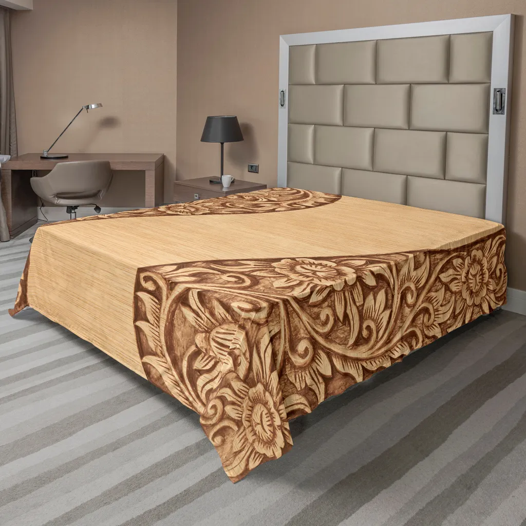 Drap de lit résistant et anti-plis imprimé floral 244x205 cm marron