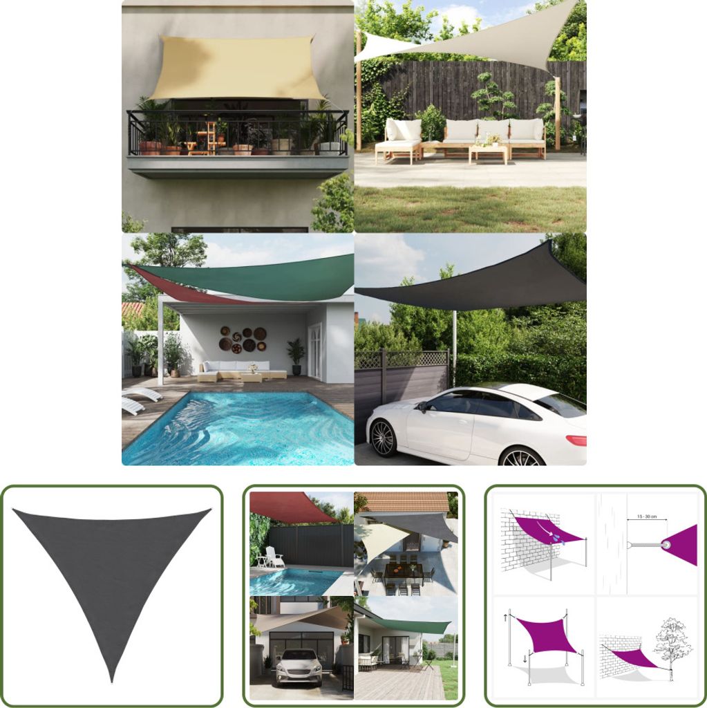 The Living Store Sonnensegel Anthrazit 2x2x2 m 100% Polyester Oxford