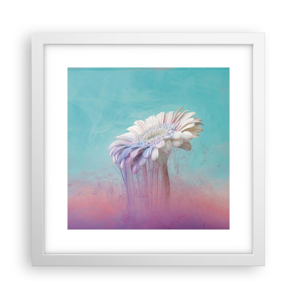 Gerahmtes Poster - Weißer Rahmen - Modern Grafik Blume - 30x30 cm - Wand Bild - Wanddeko - Wandbilder - Kunstposter - Wandposter - Bilderrahmen - ...