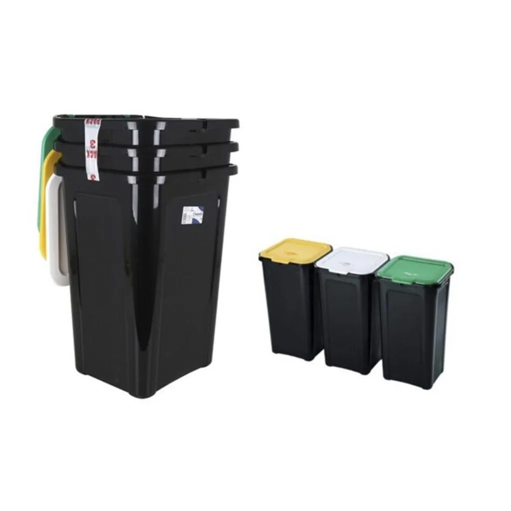 Poubelle de recyclage Tontarelli TON854 44 L lot de 3 bacs empilables