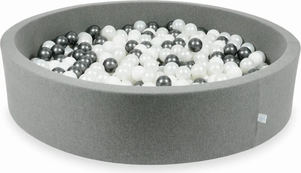 Piscine à balles sèche grise 130x30 cm avec 600 boules pour enfant
