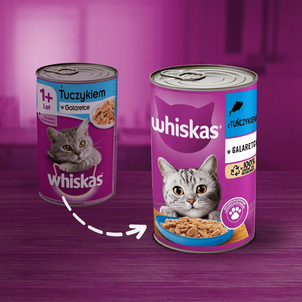 Whiskas Adult mit Thunfisch – Nassfutter für Katzen in Gelee – 400 g