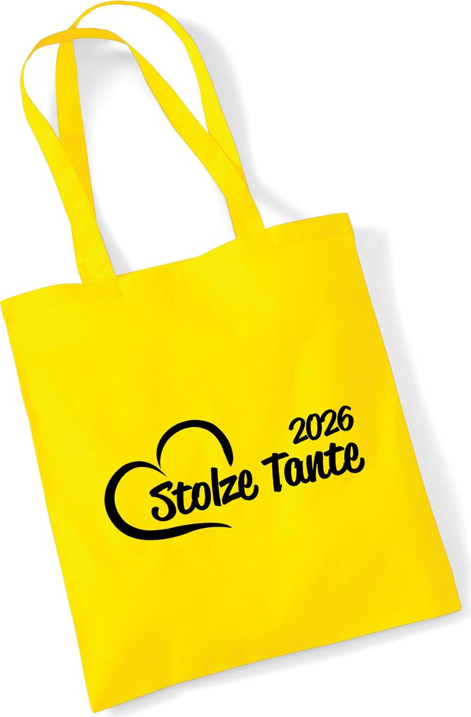 Huuraa Jutebeutel Stolze Tante 2026 Herz 10 Liter Yellow Baumwolle Tasche Geschenkidee