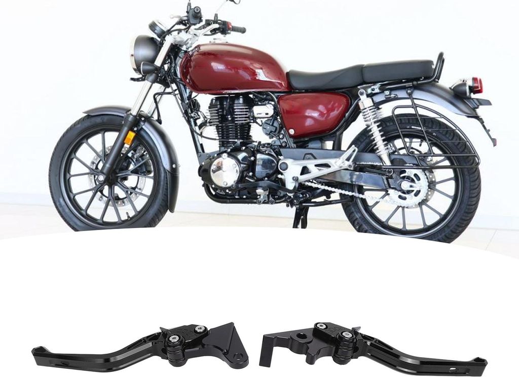 Paar Motorrad-Bremskupplungshebel, CNC-Aluminiumlegierung, verstellbarer Winkel, ergonomischer Lenker für CB350 Hness GB350, Schwarz