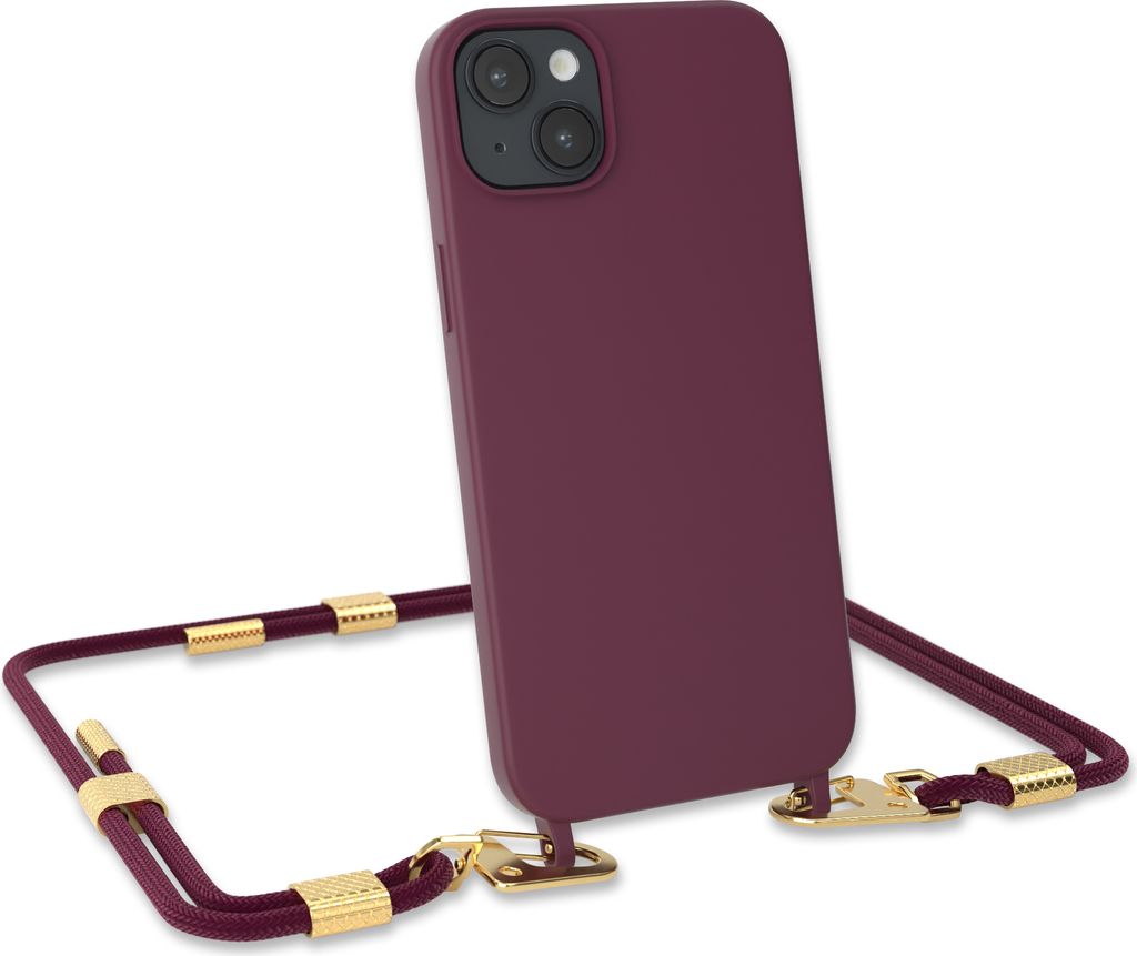 EAZY CASE Handykette Silikon mit Clips 2 in 1 kompatibel mit Apple iPhone 14 Plus Handyhülle mit Umhängeband, Handykordel mit Silikon, Hülle mit...