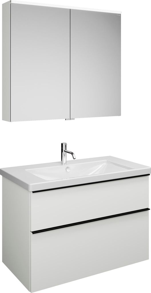 burgbad Eqio Set, bestehend aus Spiegelschrank, Keramik-Waschtisch und Waschtischunterschrank, Breite 930mm, SFAN093F2009C0001G0252