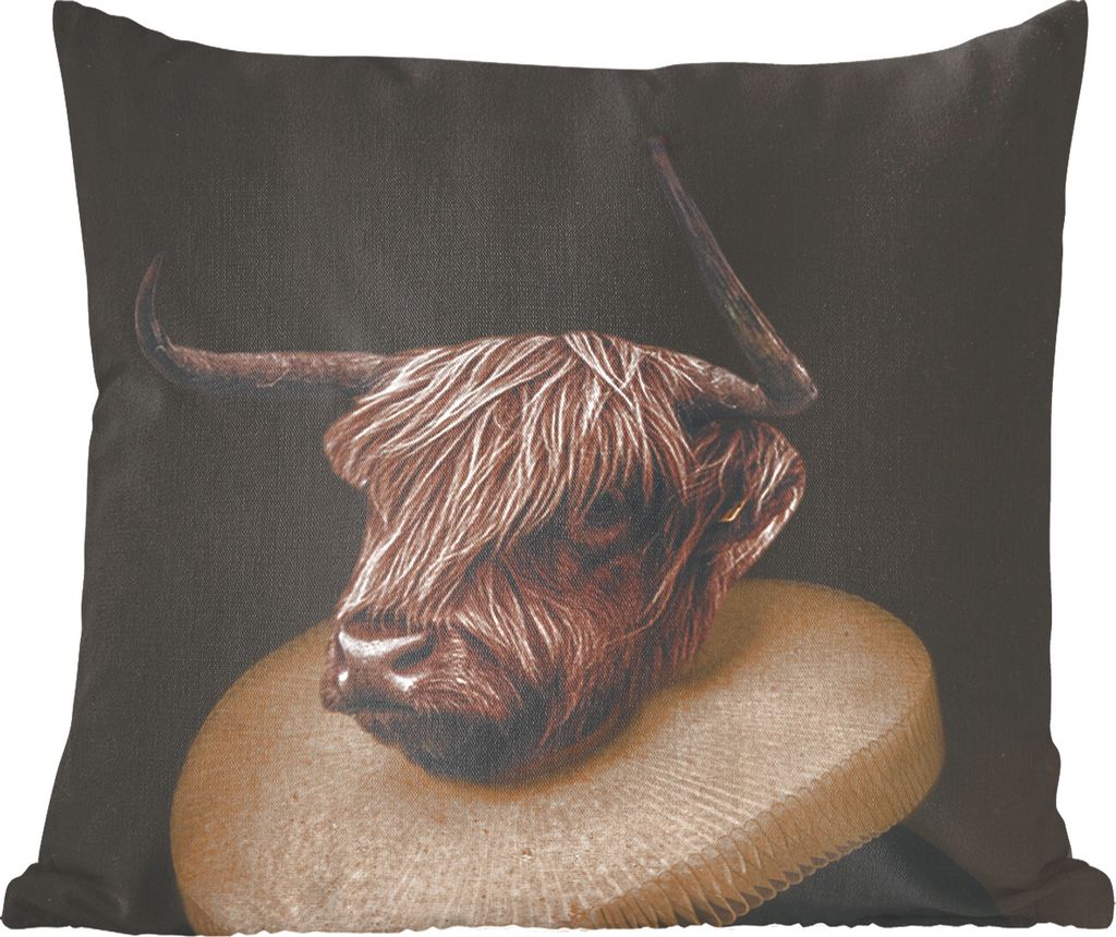 MuchoWow Zierkissen Sofakissen Wohnzimmer Dekokissen 40x40 cm Schottisches Hochlandrind - Kleidung - Kunst - Foto Kissen - Schlafzimmer Dekoration