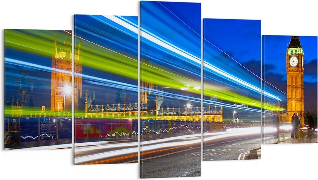Bild auf Leinwand - Leinwandbild - London Parlamentsgebäude Big ben - 160x85cm - Wand Bild - Wanddeko - Leinwanddruck - Bilder - Kunstdruck - Lein...