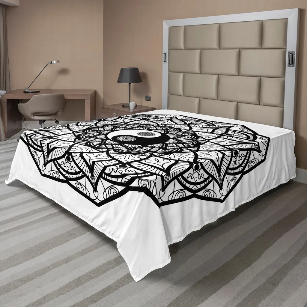 Lenzuolo Yin Yang Meditazione ABAKUHAUS 244x205 cm Bianco Nero