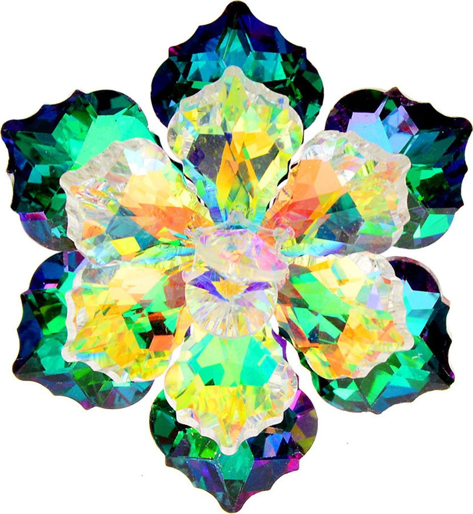 Brautbrosche, Blumenform, reflektierend, glänzend, bunt, Kunstkristall, Abendkleid, Brust-Corsage, mehrdimensionale glänzende Kugel, Party-Brosche
