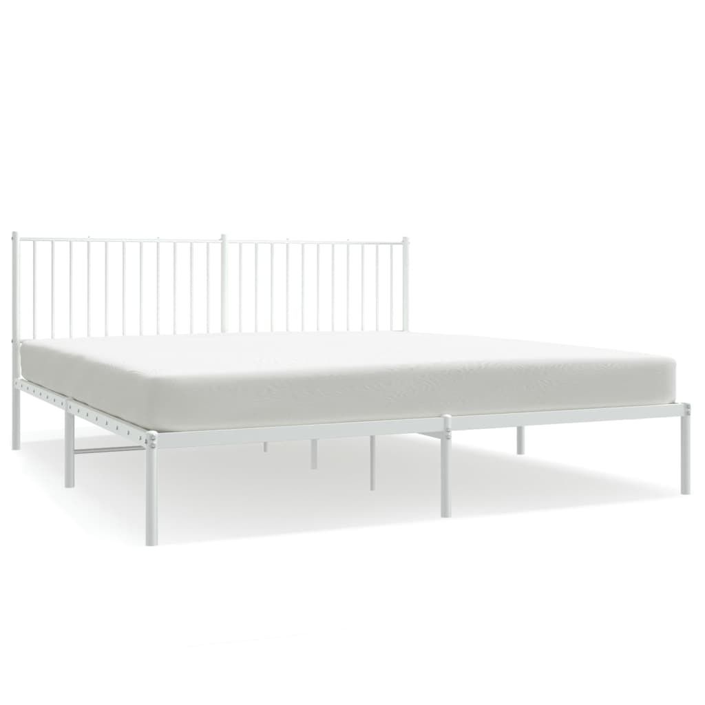 vidaXL Cadre de lit avec tête de lit en métal blanc 183x213 Image du produit 