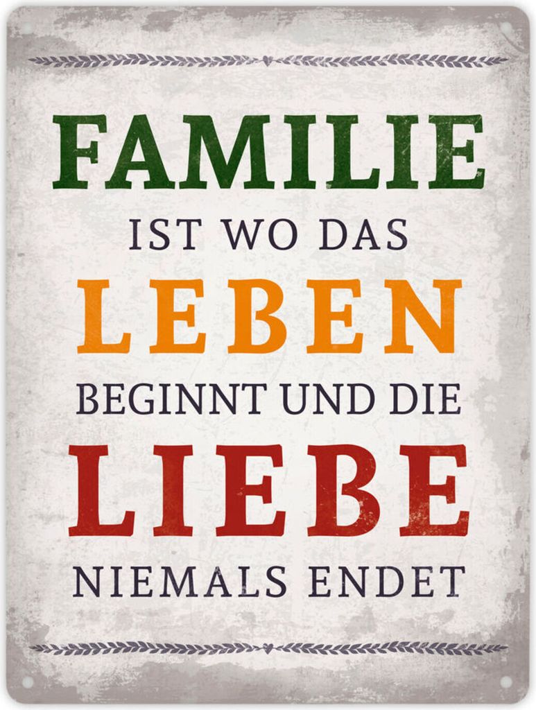 Metallschild XL mit Spruch: Familie ist Schild Blechschild Aluminiumschild