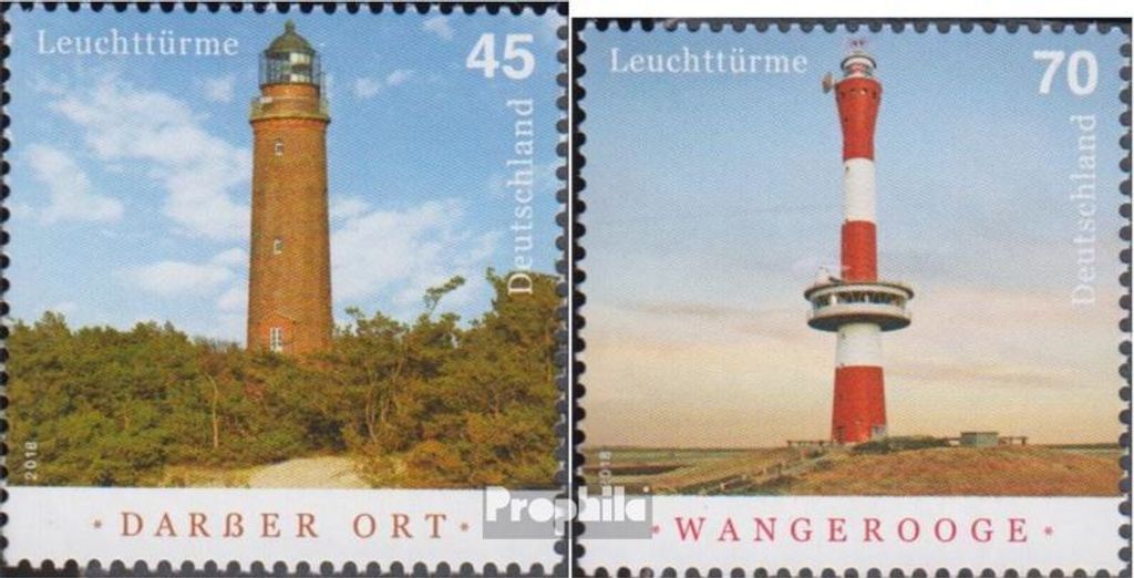 Briefmarken BRD (BR.Deutschland) 2018 Mi 3391-3392 (kompl.Ausg.) postfrisch Leuchttürme