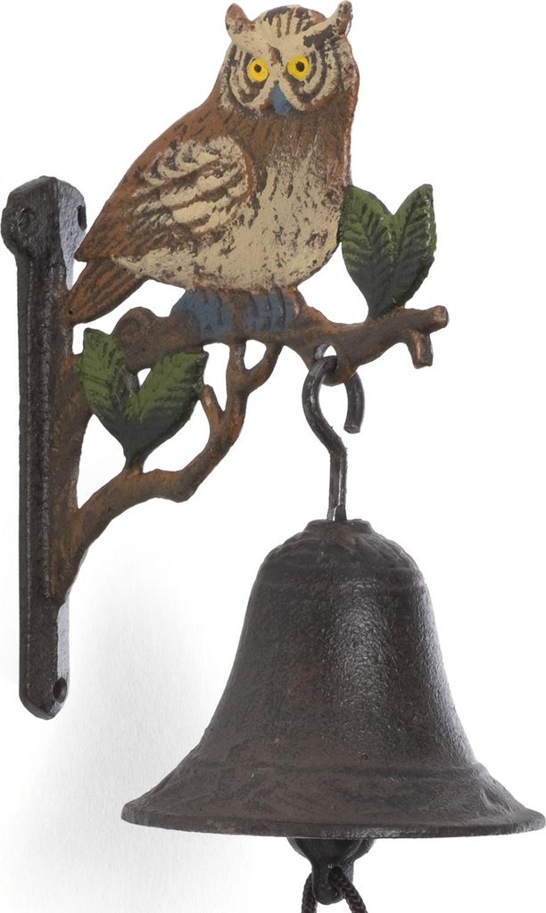 Moritz Türglocke Glocke Eule Uhu Vögel Fantasie Wandglocke Gartendeko Gusseisen Rustikal Antik Design Stil Retro Klingel