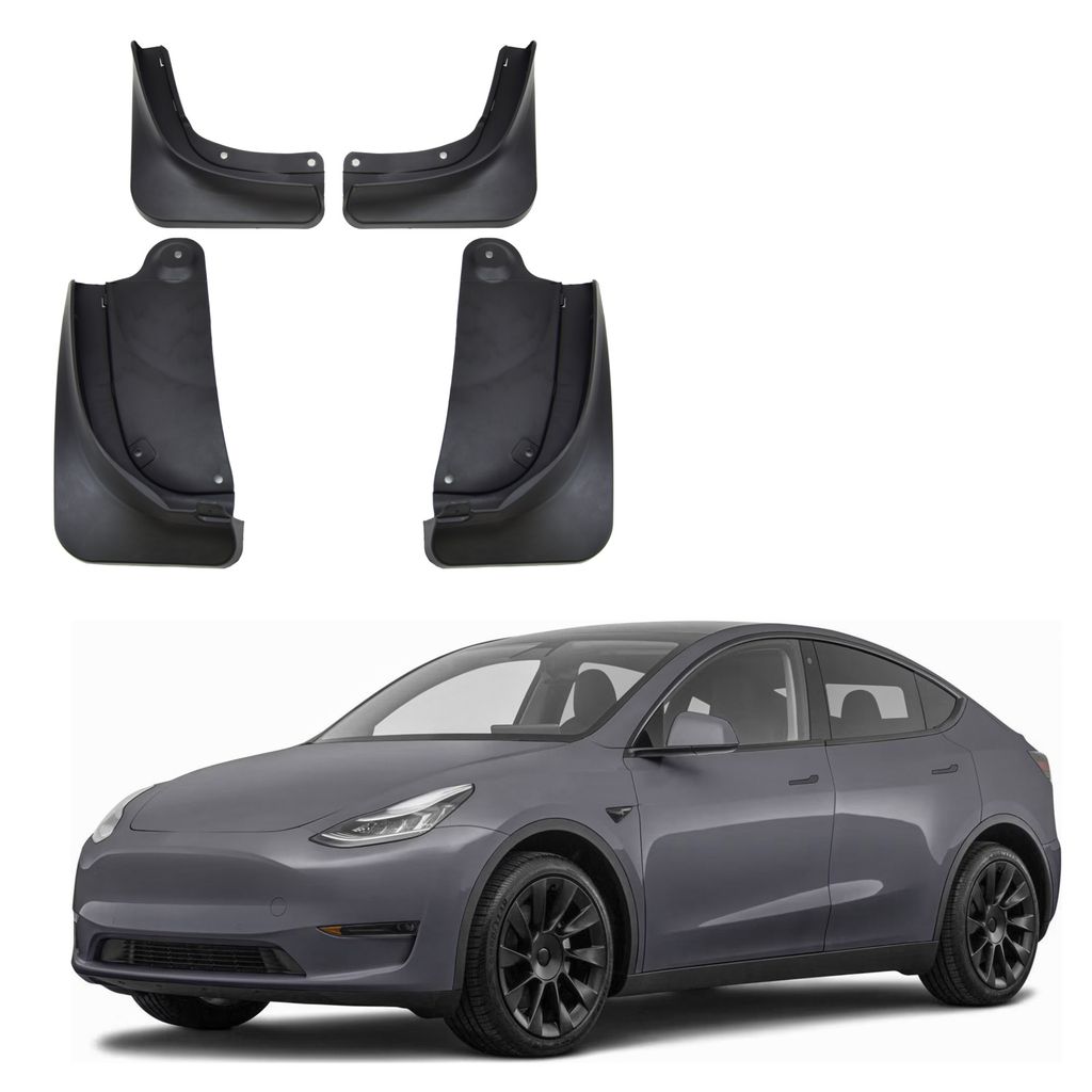 J&J AUTOMOTIVE | Schmutzfänger 4er Set vorne + hinten für Tesla Modell Y ab 2021