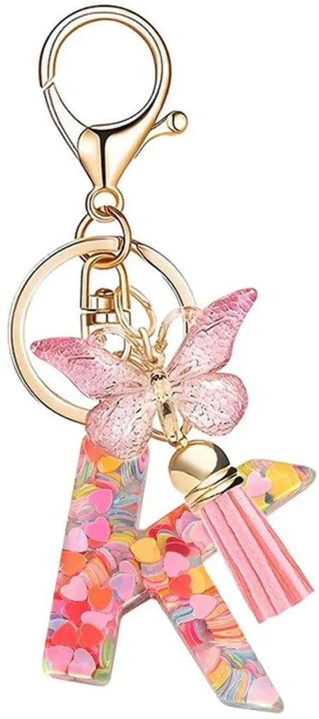 Porte-clés Papillon Rose avec Pompon - Accessoire Chic pour Femme