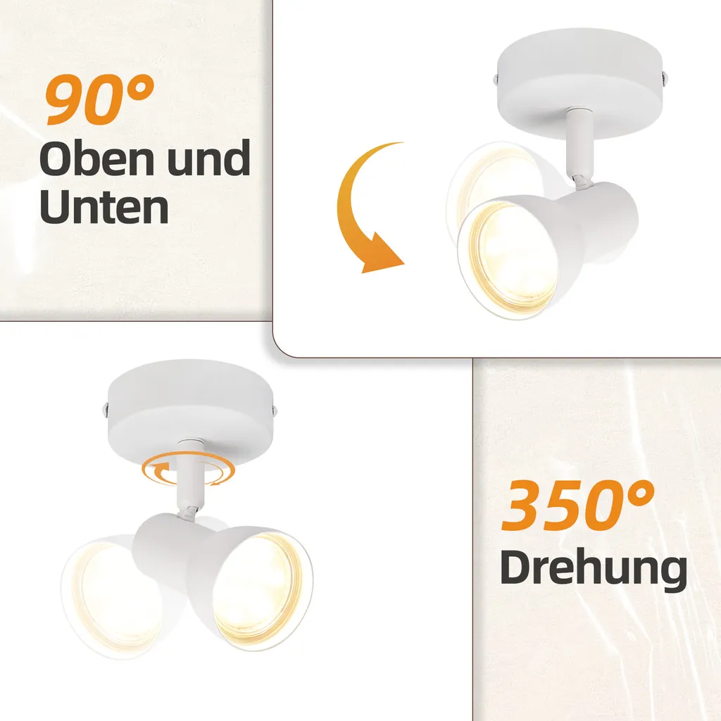 ZMH Faretto Soffitto Moderno Bianco GU10 - Lampada Corridoio Orientabile - 5