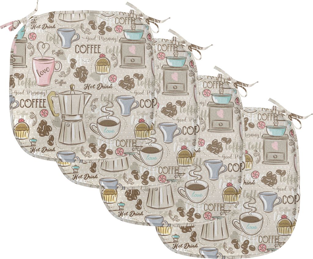 ABAKUHAUS Modern Polster für Esszimmerstühle, Kaffee Espresso-Maschine, Dekoratives wasserfestes Kissen mit Riemen für Küchensitze, 40 cm x 40 ...