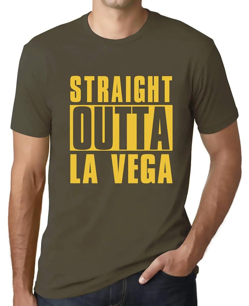 Herren Grafik T-Shirt Direkt aus la vega – Straight Outta La Vega – Öko-Verantwortlich Vintage Jahrgang Kurzarm Lustige Druck Geburtstag Gesch...