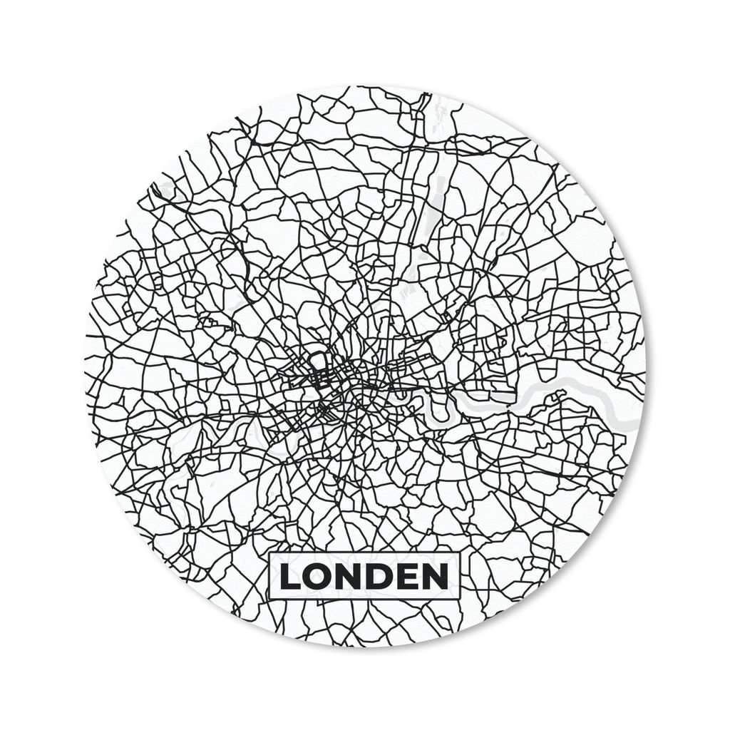 MuchoWow Mauspad Mousepad London - Stadtplan - Schwarz und Weiß - Karte 40x40 cm - Mousepads - Maus Mat - Pad - Mausunterlage - Schreibtisch Acc...