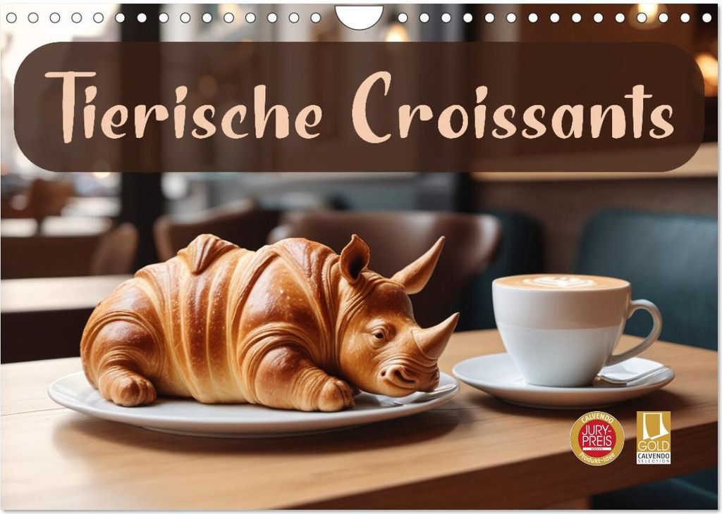 Tierische Croissants (Wandkalender 2026 DIN A4 quer), CALVENDO Monatskalender