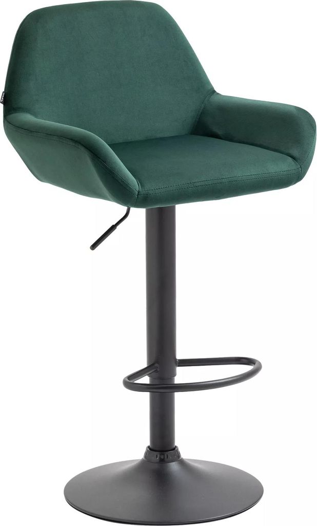 In And OutdoorMatch Samt Barhocker Boda - Grün - Höhenverstellbar - 1er Set - 63-83cm Sitzhöhe - Mit Rückenlehne - Für Küche und Bar - Ergono...