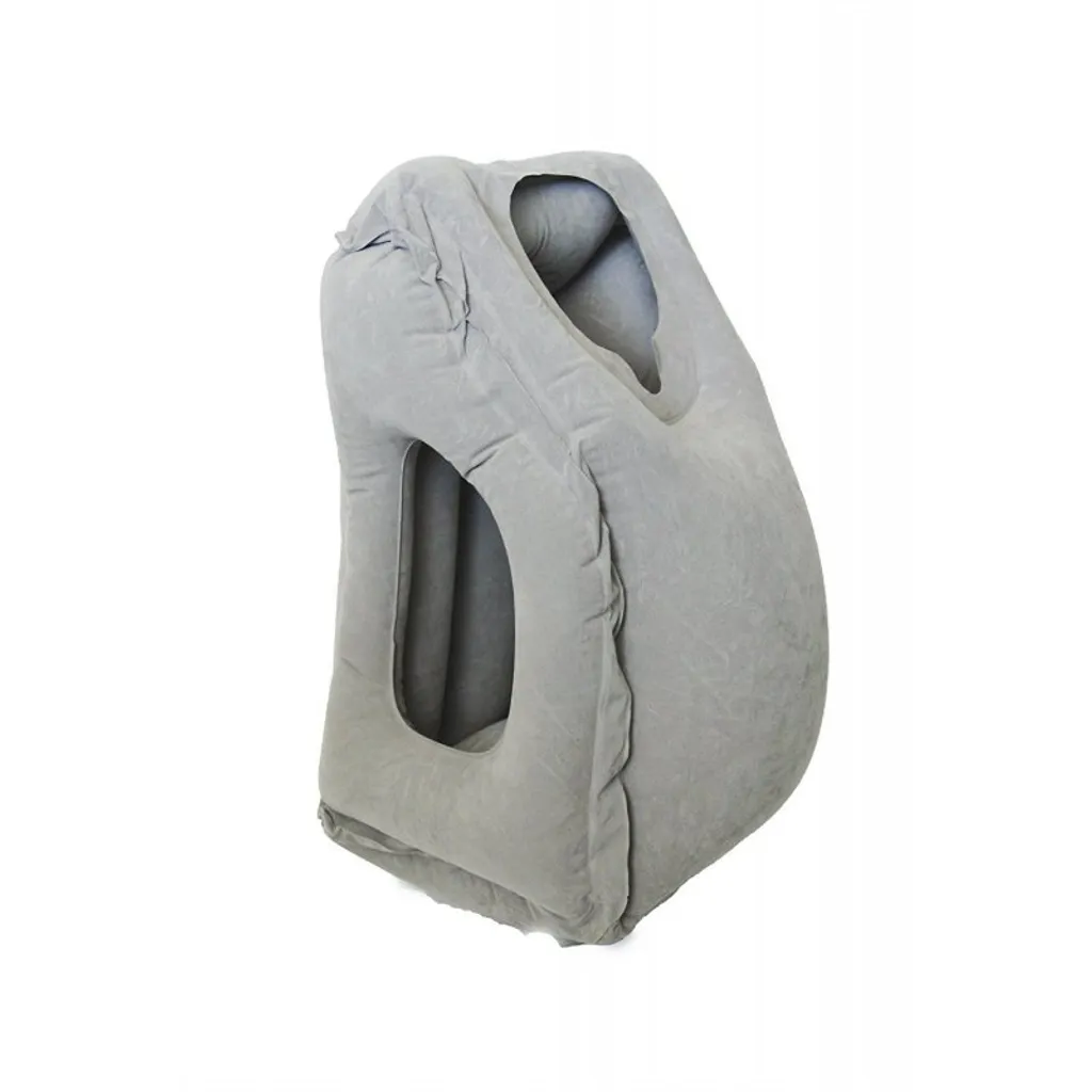 Coussin de voyage gonflable ergonomique avec support bras intégré Gris - 3