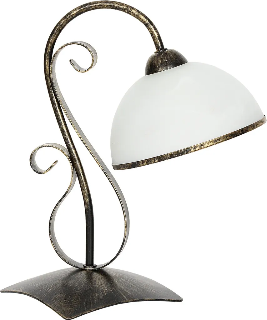 Lampe de table Antica patine d'or et verre blanc Luminex 1xE27 15W