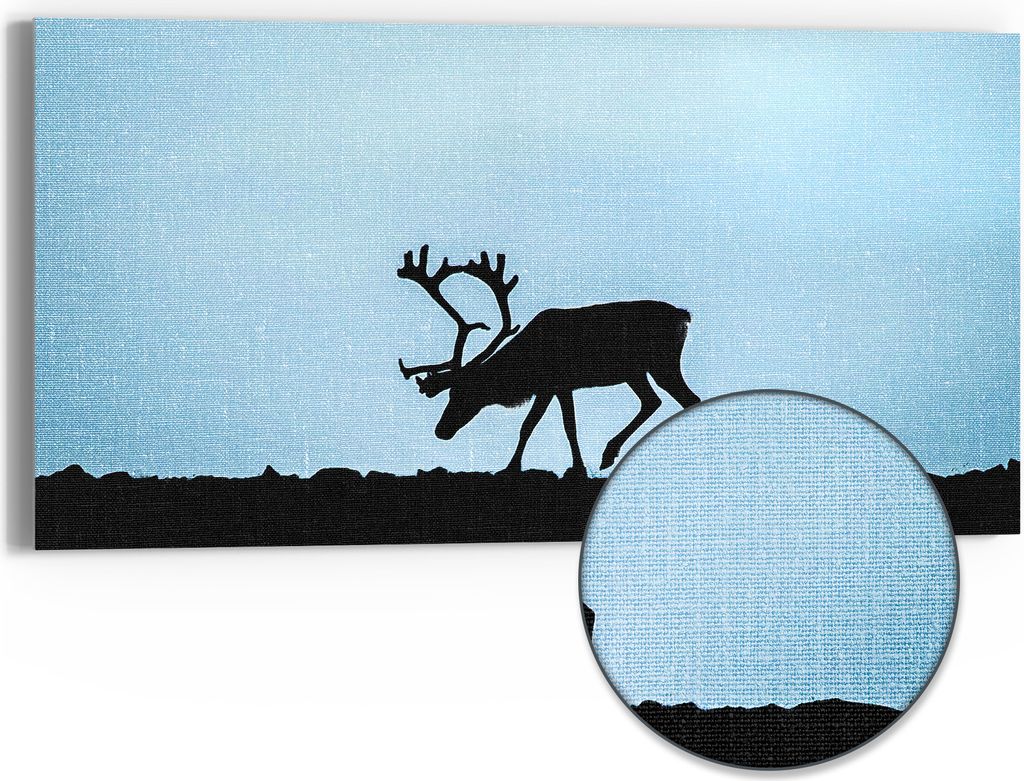 DEQOART Hybrid Leinwand Bild 60x30 cm 'Kontur des Hirsches' Wandbild Glas flach modern