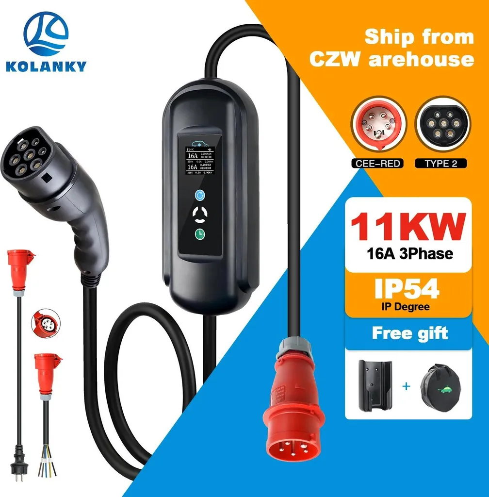 Câble de charge Type 2 11kW réglable avec 2 adaptateurs interchangeables - 2