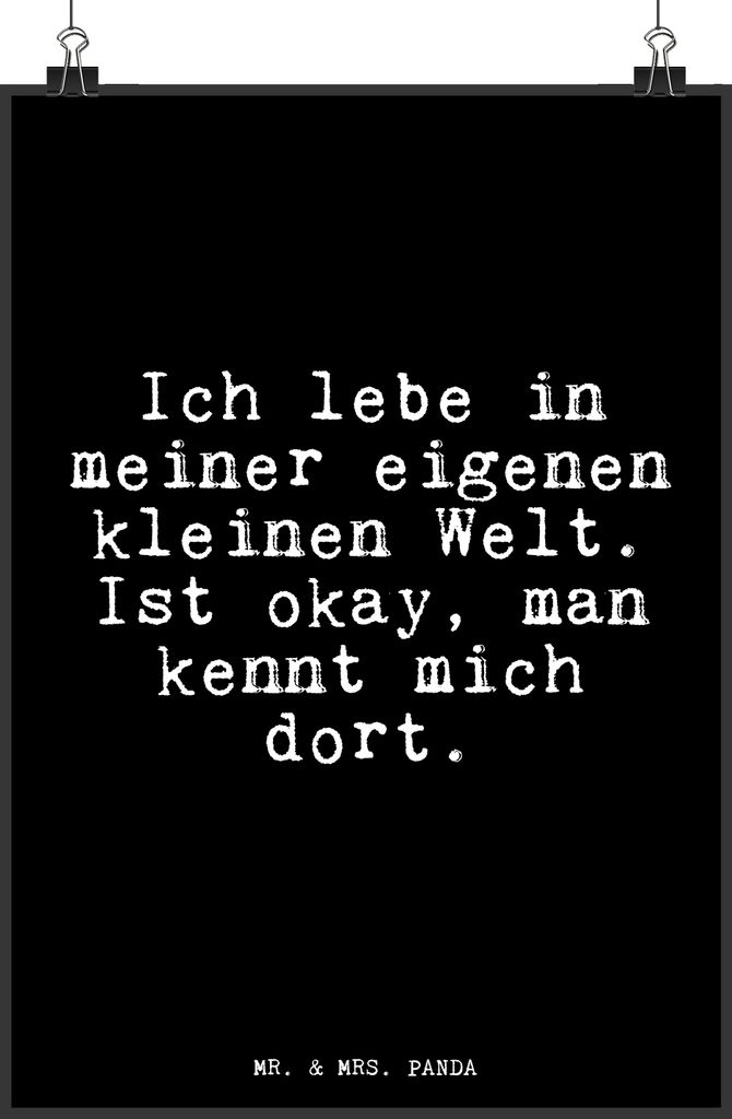 Mr. & Mrs. Panda Bild Ich lebe in meiner... DIN A4 - Schwarz - Geschenk, Wanddekoration, Plakat, Glizer Spruch Sprüche Weisheiten Zitate Lustig We...