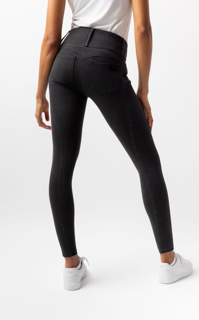 Horze Carolyn Damen Denim Vollbesatzreithose , Schwarz, 36