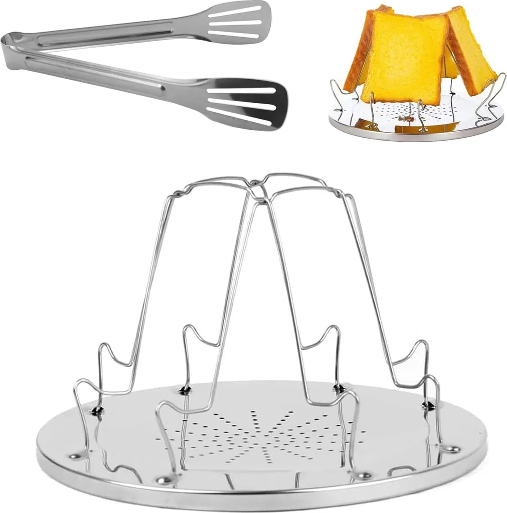 Toasteur de camping portable en acier inoxydable avec pince de cuisine
