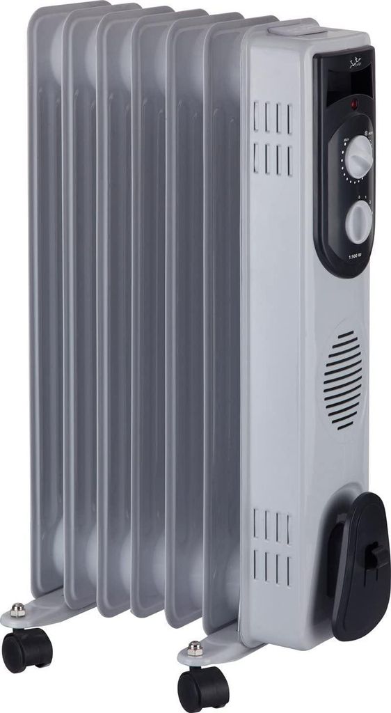 JUNG JATA R107 Heizung Elektrisch mit Thermostat, 7 Heizlamellen, Ölradiator 1500 Watt Energiesparend, mobile Elektroheizung für Räume bis 20qm