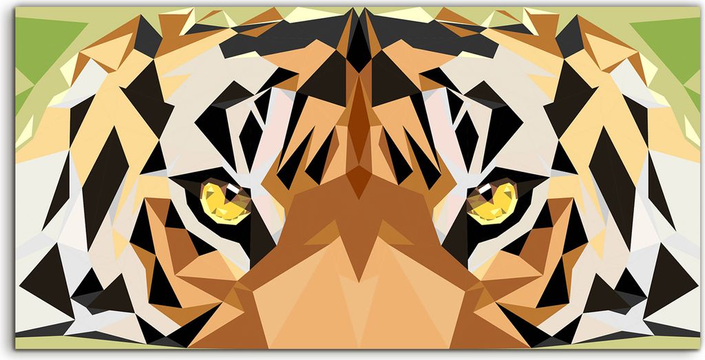 Coloray Spritzschutz aus Glas 100x50 Wandkunst Küchenrückwand Foto Tier Katze Tigerkopf Polygonal