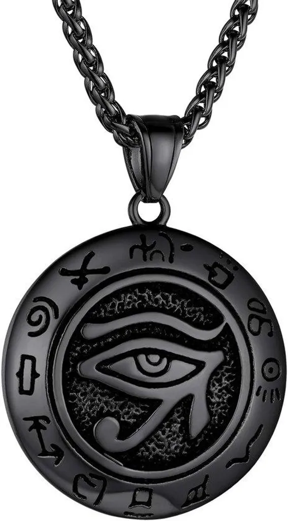 Bijou égyptien : Pendentif Croix Ankh & Œil d'Horus en Acier pour Homme/Femme