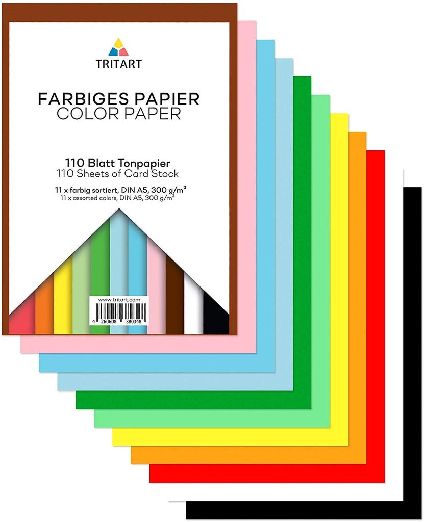 Tritart Buntpapier A5 300g m² I 110 Blatt festes Produktbild 