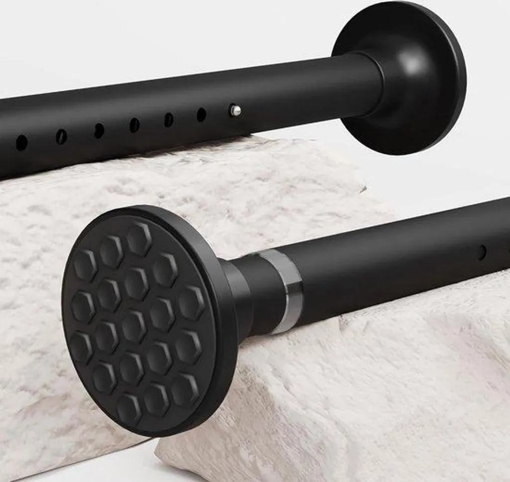 Tringle à rideaux de douche noire anti-glisse 90-140 cm sans outils