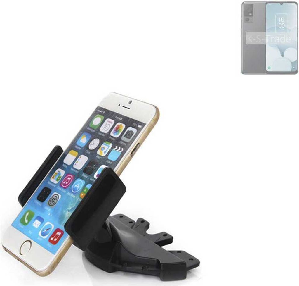 K-S-Trade CD Schlitz Halterung kompatibel mit TCL 40 XL Autohalterung KFZ-Halter Radio Handy Halterung 360° drehbar schwarz