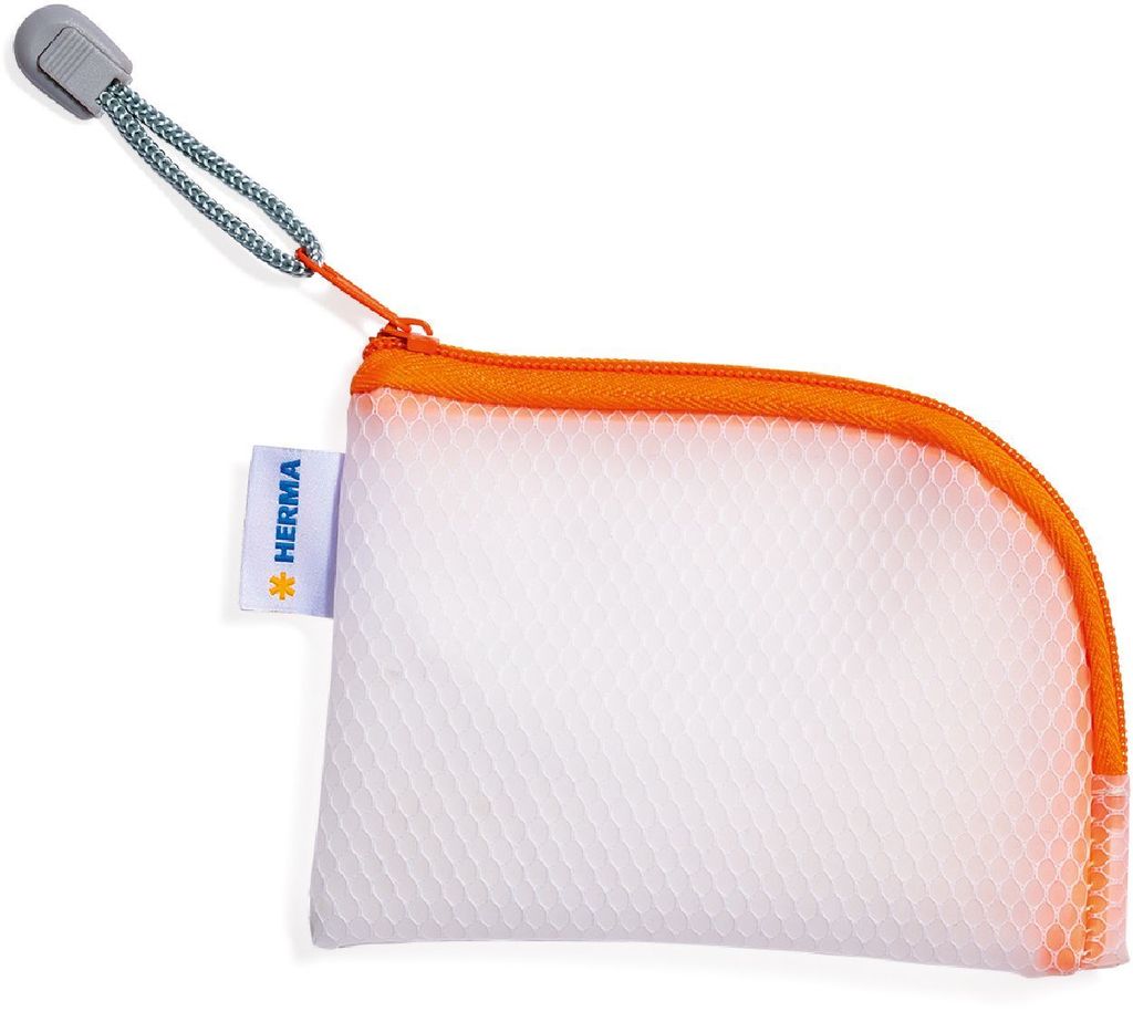 HERMA Reißverschlusstasche "Mesh Bags" DIN A7 orange