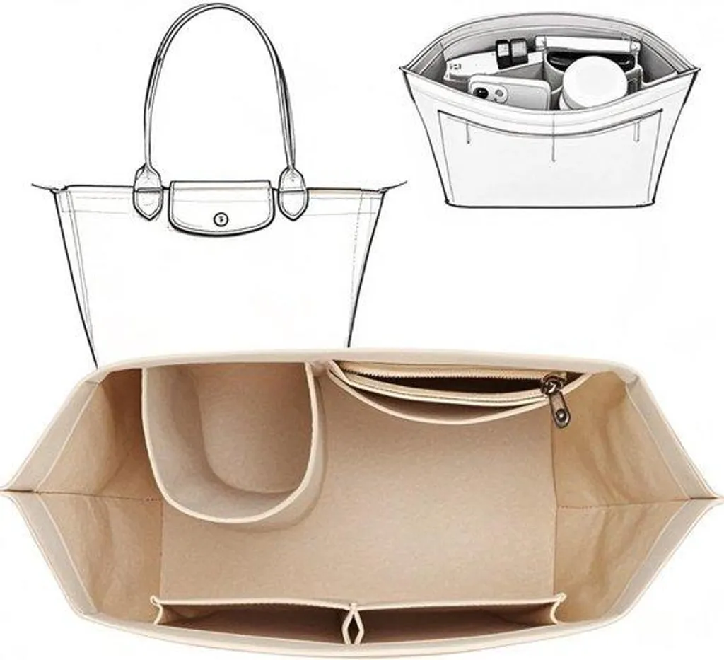 Organiseur pour sac en feutre : insert beige taille S léger
