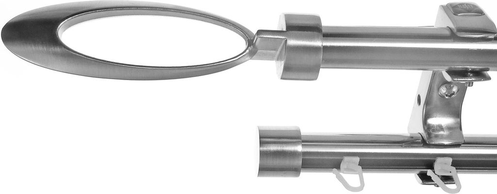 Rohr+Innenlauf Gardinenstange Ø20mm Edelstahl Look 2-läufig Deckenträger D60 RI