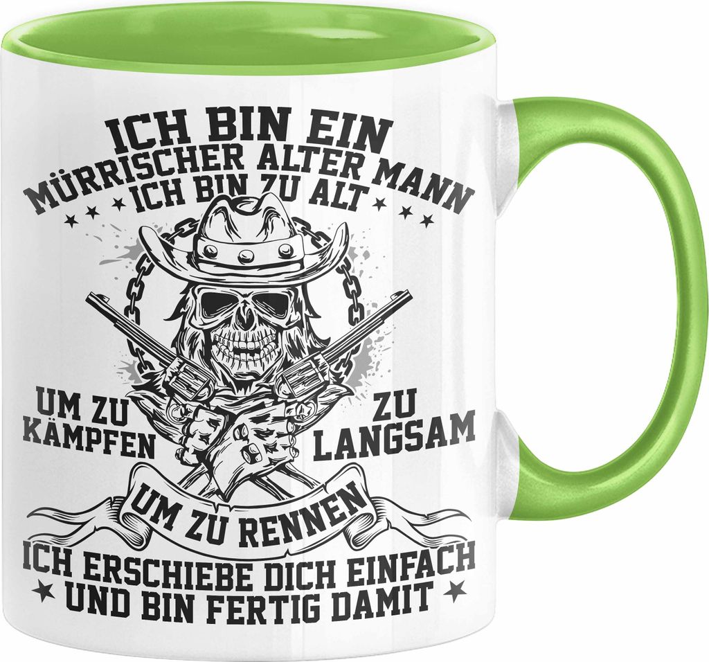 Ich Bin Ein Mürrischer Alter Mann Ich Bin Zu Alt Um Zu Kämpfen Pfalz Kaffee-Becher (Grün)