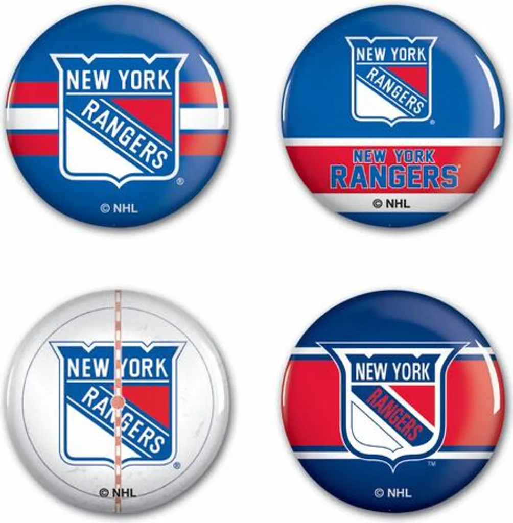 Accessoires de Supporter New York Rangers NHL - Lot de 4 Badges WinCraft