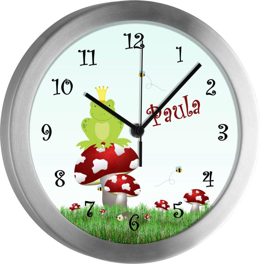 Kinderzimmer Funkwanduhr, Funkuhr Wanduhr Kinder, Froschkönig 25 cm