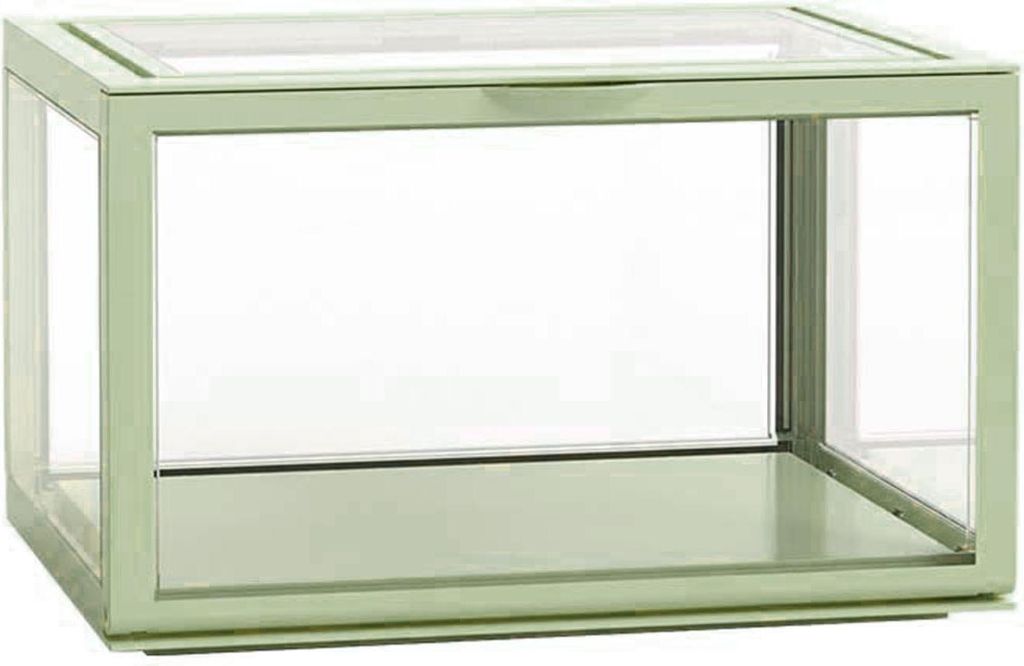 Figuren-Organizer, Schreibtisch-Puppen-Acryl-Vitrine, hochtransparent, versiegelt, staubdicht, Vitrine, hellgrün