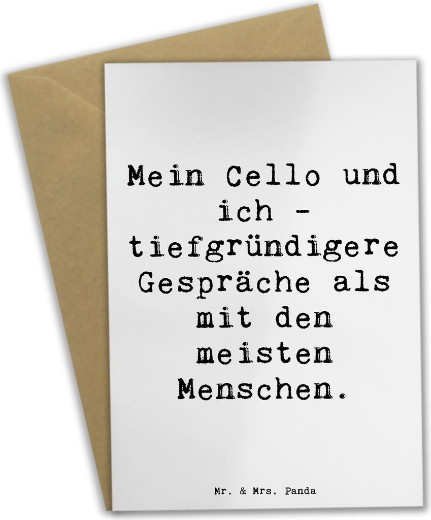 Mr. & Mrs. Panda Glückwunschkarte Spruch Violoncello Gespräche - Weiß - Geschenk, einladungskarten, Cellist, Musiker, Freund, babykarte, weihnac...
